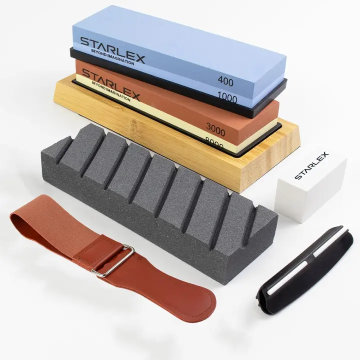 7-Piece Whetstone Sharpening Kit with Angle Guide