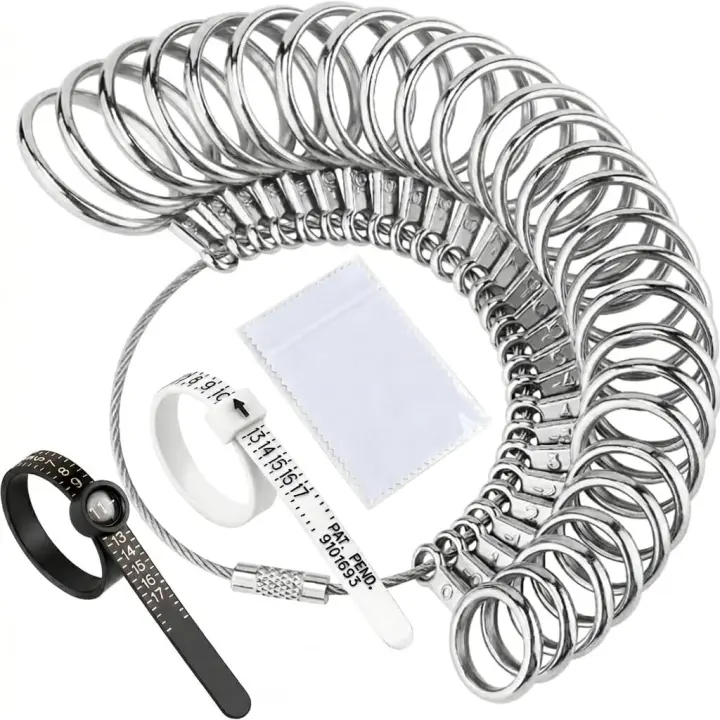 Simhevn 27-Piece Ring Sizer Set — Stainless Steel Gauges & Two Sizer Belts